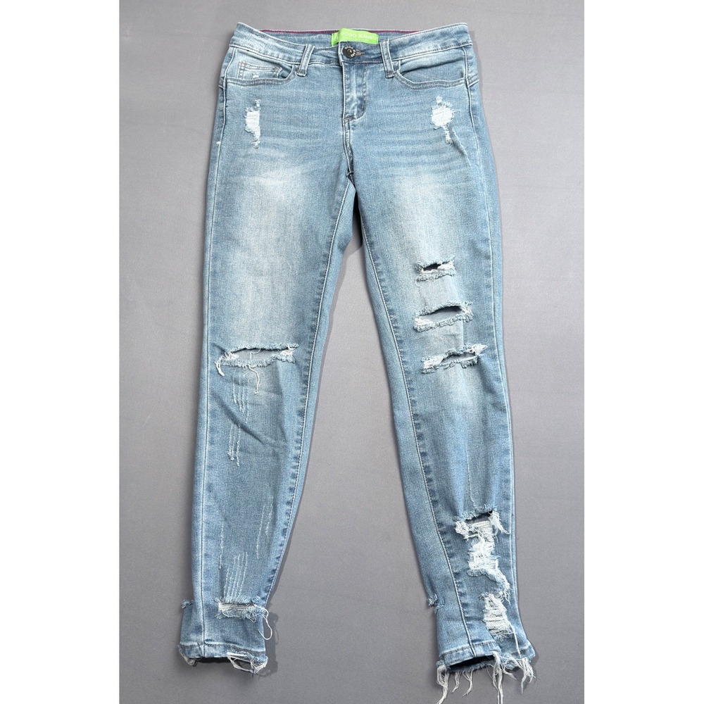 GOGO JEANS Distressed Ripped Light Wash Denim Skinny‎ Jeans Sz 1/25